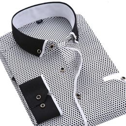 Men's Casual Shirts Floral Button Down Men Shirt Brand 2023 Male High Quality Long Sleeve Slim Fit Black Man Clothes Dress 230830
