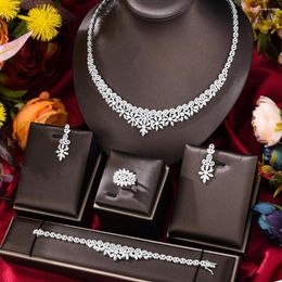 Necklace Earrings Set GODKI Luxury Bracelet Rings 4PCS For Women Nigerian Wedding Jewelery Gift