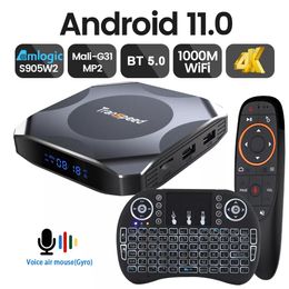 Set Top Box Transpeed Android 11 TV BOX BT5.0 3D Fast Dual 1000M WiFi 4K 4GB 64GB 32GB Media Player Amlogic S905W2 Mali G31 AV1 Set Top Box 230831