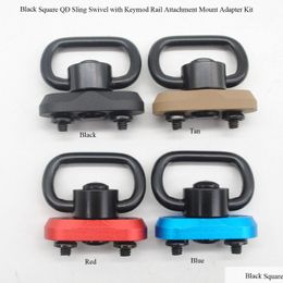 Others Tactical Accessories Black Squaret Shape Qd Sling Swivel With Black/Red/Blue/Tan Keymod Rail Attachment Mount Adapter Kit Squar Dh6Pi