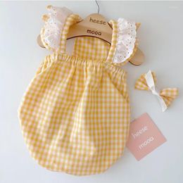 Dog Apparel Yellow Plaid Clothes Pet Summer Thin Style Skirt Teddy Dress Puppy Jumper Breathable Two-legged XS-XL