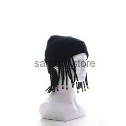 Stingy Brim Hats Rap Reggae Cold Bonnet Men Hip Hop Knitted Hat Dread Locks Hat Men Locks Wig Pullover Hat Fashion Punk Beanies for Men J230831