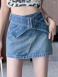 Skirts Casual High Waist Gradient Color Denim Skirt Slim Mini 2023 Summer Korean Fashion Women'S Clothing