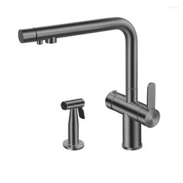 Kitchen Faucets Stainless Steel Faucet Fingerprint Proof Grey And Cold Water Outlet With Small Nozzle 3063