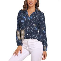 Women's Blouses Star Forming Region Loose Blouse Galaxy Print Street Style Oversize Female Long-Sleeve Pretty Shirt Custom Top
