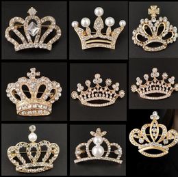 Broches de corona para mujer, alfileres de diamantes de imitación transparentes de Color dorado y plateado, hebilla decorativa para vestido, insignia, accesorios de joyería