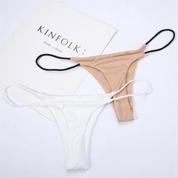 Women's Panties Thin Strappy Women Thongs And G Strings Plus Size Low Rise Female Tanga Cotton Bikini Underwear S-XL Solid Co262N