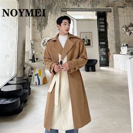 Men's Trench Coats NOYMEI Winter Korean Style Color Contrast Coat Medium Length Knee Fashion Windbreaker Trend Male WA2482 230831