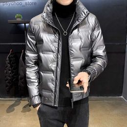 Men's Down Parkas 2023 New Autumn Winter Men's Brand Down Jacket Coat Men High Quality Sequins Striped Windproof and Warm Short Black Down Jacket Q230831