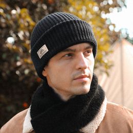 Wool knitted man hat for winter two With a cold Caps Luxury Skull Caps Casual Fitted five Colours