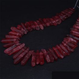 Acrylic Plastic Lucite 5055Pcsstrand Crystal Points Top Drilled Beadstitanium Red Natural Quartz Stick Spike Graduated Pendants Jewe Dhxbs