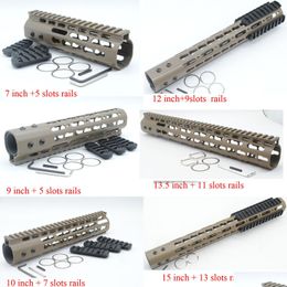 Others Tactical Accessories Tan / Fde 7 9 10 12 13.5 15 Rail Mount Keymod Handguard With Steel Barrel Nut Fit Ar-15 .223 /5.56 Drop De Dhfb6