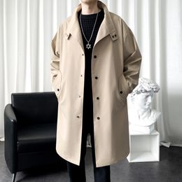 Men's Trench Coats Autumn Fashion Long Coat For Men Streetwear Casual Jacket Windbreaker Overcoat Solid Male Jackets Clothes 230831