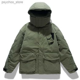 Men's Down Parkas Men's White Duck Down Warm Down Jacket Fashion Removable Hat Puffer Outerwear Winter Windproof Parka Coat Men Q230831