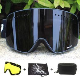 Ski Goggles Magnetic Double Layers Lens Ski Goggles Masks Anti-fog UV400 Snowboard Goggles Ski Glasses Eyewear for men women with case Q230831