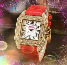 Lovers Square Roman Tank Dial Clock Watch Luxury Fashion Crystal Diamonds Ring Case Men Watches Women quartz battery super Ladies Male Wristwatch Gifts