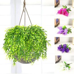 Decorative Flowers Simulation Green Artificial Willow Leaf Hyacinth 5-head Plant Home Leaves Wedding Garden Party Decoration