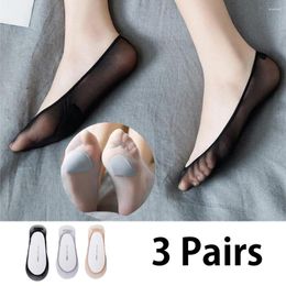 Women Socks 3 Pairs Ultra Thin Boat Half-palm Sponge Invisible For High Heels Shallow Mouth Non-slip Summer