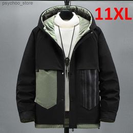 Men's Down Parkas Plus Men Patchwork Colour Block s Coats Male Winter Thick Down Jacket Big Size 10XL 11XL Q230831