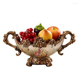 Plates Classical European Fruit Tray Retro Style Large High Foot Dry Plate Hand Draw Resin Decoration For The Living Room