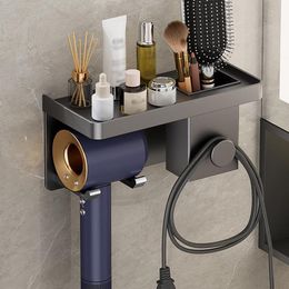 Bathroom Shelves Hair Dryer Holder No Drilling Cradle Straightener Stand Hairdryer Organiser Toilet Blower Storage 230830