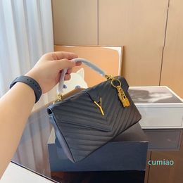 2023-Designer Crossbody Bag Luxury Classic Metal Chain Shoulder Bag Top Quality Women's Messenger Leather Pleated Lock Tote Bag