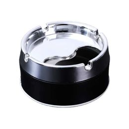 PP+Stainless Steel Ashtray Round Windproof Ashtrays with Rotating Lid for Home Garden Outdoor Indoor Smoking Accessory HKD230901