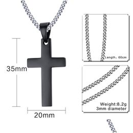 Pendant Necklaces 316L Stainless Steel Cross Men S Relin Faith Titanium Crucifix Charm Link Chain For Women Fashion Jewelry Drop Deliv Dh3Mn