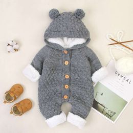 Rompers 0-24M Autumn Baby Knit Rompers For Baby Boys Warm Jumpsuit Winter Kids Overalls Baby Girl Clothes For born Christmas Costumes 230831