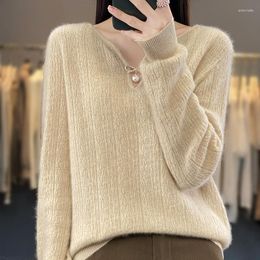 Women's Sweaters Merino Wool Woman's Sweater Autumn Winter Jumper Fashion V-Neck Female Pullover Long Sleeve Loose Large Size Tops Knitted