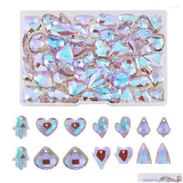 Charms 70Pcs Faceted Glass Pendants Teardrop Heart Shape Crystal For Diy Bracelet Necklace Dangle Earring Jewellery Making Drop Delivery Dhra8