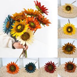 Decorative Flowers Artificial Sunflower Big Sunflowers Multicolour Silk Fake Flower Wedding Party Garden Decor