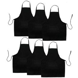 Aprons 6 Pack Black Kitchen Apron with 2 Pockets Anti-Dirty Apron Suitable for Barbecue Kitchen Cooking Baking Restaurant 230831