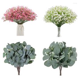 Decorative Flowers 5pcs Gypsophila Artificial Flower White Pink Blue Baby Breath Plastic Bouquet For Home DIY Wedding Party Decoration