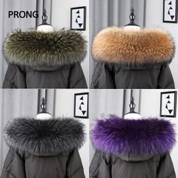 Scarves 100% Real Fur Collar For Parkas Coats Winter Luxury Warm Natural Raccoon Fur Women Scarves Female Neck Cap Real Fur Hood Trim 230831