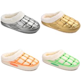 2023 Winter fleece thickened warm cotton slippers men woman golden silver green orange black trend couple