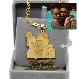 Pendant Necklaces Personalized Mother's Day Gift Custom Po Engraved Necklace Custom Po Pendant Memory Family Jewelry Gifts Free Jewelry box 230831