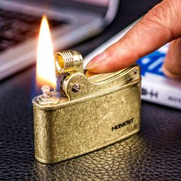 Honest Retro Kerosene Oil Flint Lighter Windproof Copper Petrol Inflated Cigarette Cigar Mens Smoking Accessories Gift JNCA