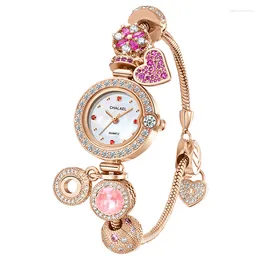 Wristwatches Copper Chain Women's Watch Jewelry Inlaid Diamond Waterproof