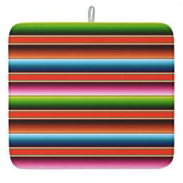 Table Mats Colorful Mexican Stripes Drain Mat For Kitchen Accessories Drying Dishes Tableware