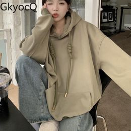 Women's Hoodies GkyocQ Long Sleeve Pocket Casual Women Pullover Solid Oversize Autumn Winter Clothes Female Vintage Korean Tops 2023