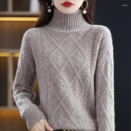 Women's Sweaters Purple Autumn Winter Sweater Pullover 2023 Basic White Turtleneck Jumper Vintage Knitted For Women The