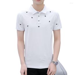 Men's T Shirts Summer Polo Shirt Short Sleeve Turn-over Collar Tops Casual Handsome Breathable Butterfly Embroidery Korean Version