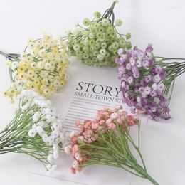 Decorative Flowers Artificial Plant Fake Flower Silk Babysbreath Bouquet Nordic Simulation Purple Gypsophila Green Plants Restaurant Decor