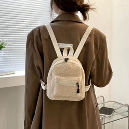 School Bags Plush Bag Women's Small Backpack Korean Edition Cute 2023 Autumn/Winter Versatile Network Red