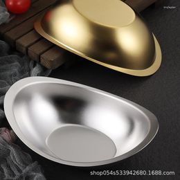 Dinnerware Sets Golden Yuanbao 304 Stainless Steel Salad Bowl Korean Commercial Cooking Tableware Dessert Snack