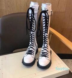 Boots Winter Knight Platform Leather Knee High Retro Punk Lace UpBotas Mujer Sexy Motorcycle