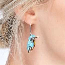 Stud Earrings Vintage Ethnic Tibetan Silver Turquoise Birds Earring For Women Girls Jewellery Party Gifts EH1868