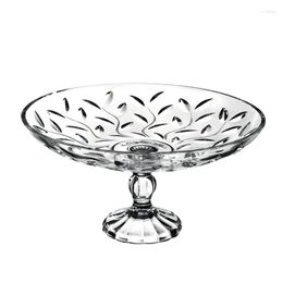 Plates Simple Modern Crystal Glass Fruit Plate Tall Bowl Basin Home Ornament
