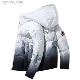 Men's Down Parkas Trendy Gradient Colour Hooded Puffer Jackets Winter Men and Women Thicken Warm Couple Outerwear 90% White Duck Down Jackets Parka Q230831
